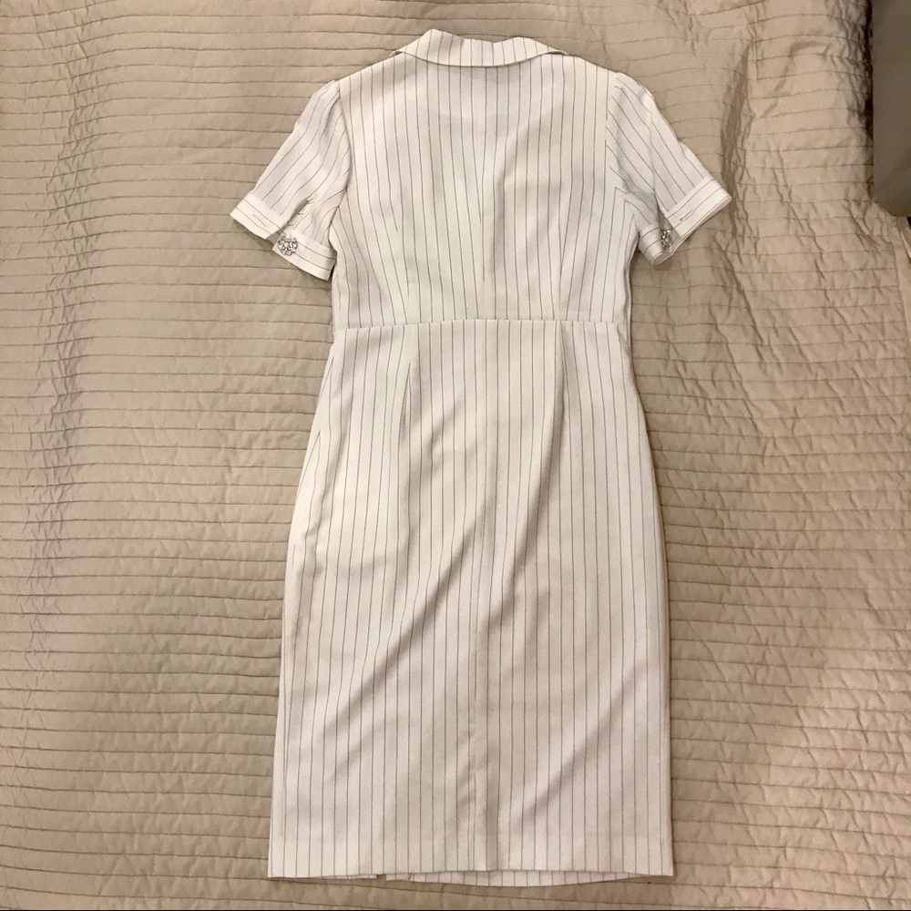 Metisu white & navy striped faux-wrap dress Size M. Excellent used condition. - Picture 14 of 15